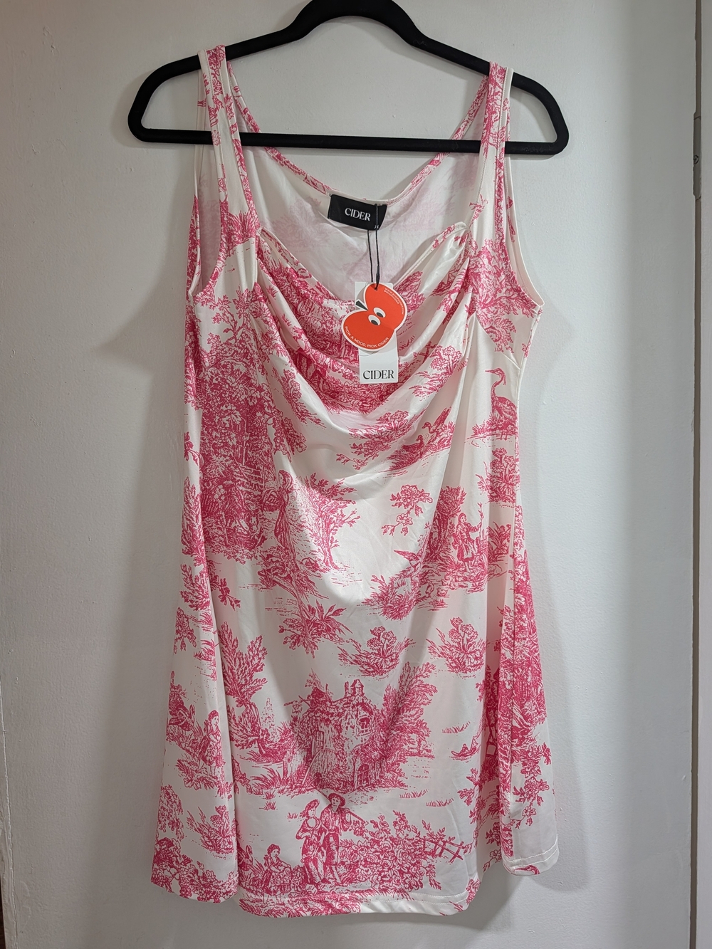 Cider Women's Pink Toile Cowl Neck Slip Dress